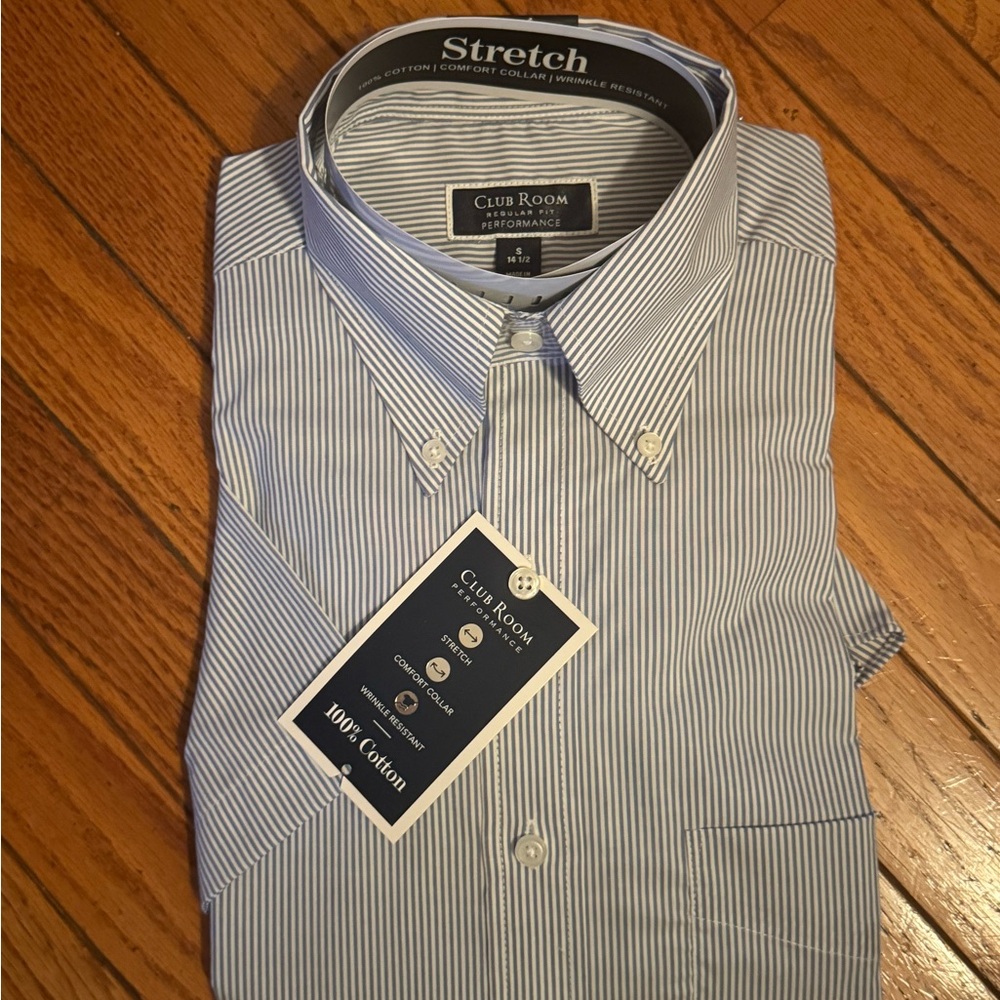 Men’s Short Sleeve Cotton Club Room Performance Button Down Small NWT - Picture 5 of 5